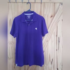 Express Pique Polo men's size M/M fitted purple shirt. White logo.